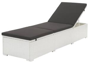 Fehér polyrattan napozóágy fekete párnával