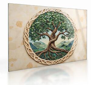 Üveg kép – Fonott életfa (70x50 cm)