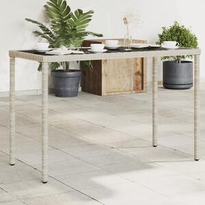 Szürke polyrattan üveglapos kerti asztal 115x54x74 cm