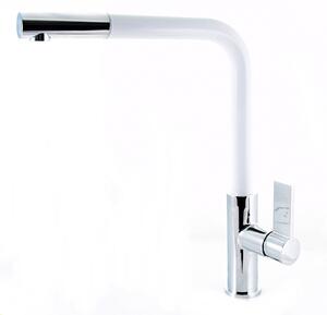 Gránit mosogató NERO Gold + kihúzható zuhanyfejes Linea csaptelep + dugókiemelő (fehér)