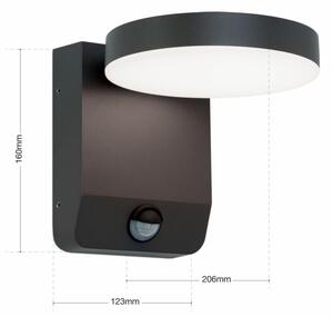HENDRYK modern kültéri LED fali lámpa mozgásérzékelővel, antracit