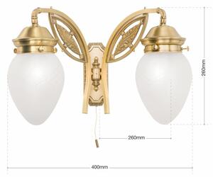 BUDAPEST szecessziós fali lámpa, kettes, bronz