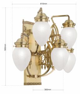BUDAPEST szecessziós fali lámpa, ötös, bronz