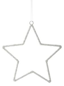 X-MAS függődísz csillag ezüst, 26cm