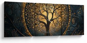 Kép – Arany aurájú fa (órával) (90x30 cm)