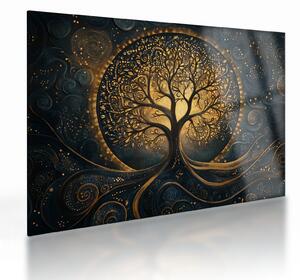 Üveg kép – Arany aurájú fa (70x50 cm)