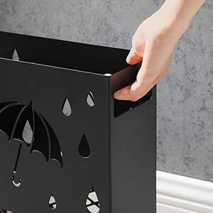 Esernyőtartó téglalap alakú mintás, akasztókkal, fekete 28x12x41cm