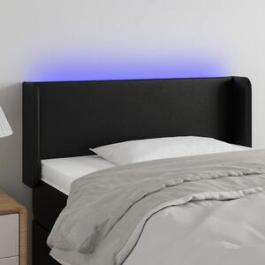Fekete műbőr LED-es fejtámla 83 x 16 x 78/88 cm