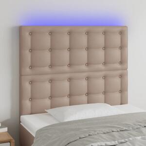 Cappuccino műbőr LED-es fejtámla 80x5x118/128 cm