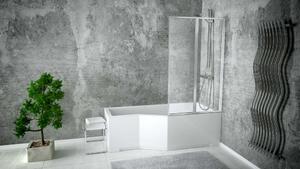 Besco INTEGRA 150x75 jobbos szögletes P-alakú akril zuhanykád 2 részes kihajtható kádparavánnal, lábbal