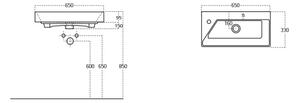 Sanovit STANCE 65 cm szélesfali, pultra és bútorba építhető szögletes kerámia mosdó