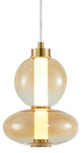 Prémium üveg LED függőlámpa borostyán 12W Milagro Daphne Amber 1336lm 3000K (ML0345)