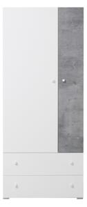 SIGMAR ruhásszekrény 2, 80x190x50, fehér/beton