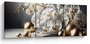 Kép - Orchidea és aranygolyók (órával) (90x30 cm)