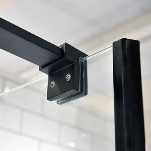 Diplon 90x90 cm fekete egy nyílóajtós szögletes zuhanykabin, 8 mm edzett áttetsző üveggel, 195 cm magas