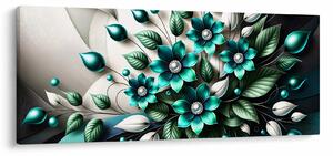 Kép - 3D türkiz virágok (120x50 cm)