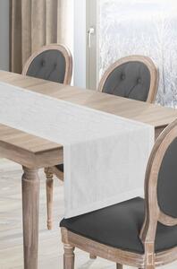 Klara1 fényes szállal szőtt jacquard mintás asztali futó Fehér 40x140 cm