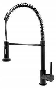 Gránit mosogató NERO Malta + kihúzható zuhanyfejes Loop Spiral csaptelep + dugókiemelő (matt fekete)