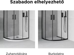 Elio Black 80X80 cm íves két tolóajtós zuhanykabin 6 mm vízlepergető biztonsági üveggel, fekete elemekkel, 190 cm magas