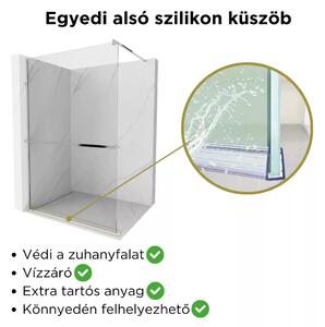 Arlo Plus Walk-In Nano zuhanyfal több méretben, 8 mm vastag vízlepergető biztonsági üveggel, króm színű, 200 cm magas
