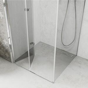 Mexen Lima 100x100 szögletes összecsukható nyílóajtós zuhanykabin 6 mm vastag vízlepergető biztonsági üveggel, krómozott elemekkel, 190 cm magas