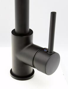 Gránit mosogatótálca NERO Venezia + kihúzható zuhanyfejes Spiral-1 csaptelep + dugókiemelő (matt fekete)