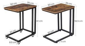 Rusztikus Ipari tervezésű asztal görgokön 50 x 55 x 35 cm