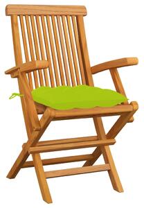 VidaXL 3 db tömör tíkfa kerti szék élénkzöld párnával