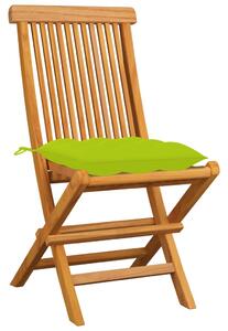 VidaXL 4 db tömör tíkfa kerti szék élénkzöld párnával