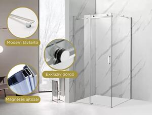 Victoria 100x100 cm szögletes tolóajtós zuhanykabin 8 mm vastag vízlepergető biztonsági üveggel, króm