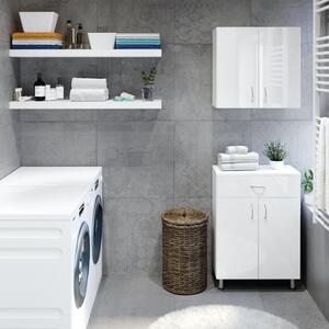 HD STANDARD 60 cm széles polcos fürdőszobai fali szekrény, fényes fehér, króm kiegészítőkkel, 2 ajtóval