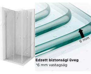 Porto duo 70x70 cm szögletes összecsukható két nyílóajtós zuhanykabin 6 mm vastag vízlepergető biztonsági üveggel, króm
