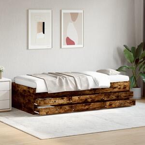 Füstös tölgy kanapéágy fiókkal matrac nélkül 75x190 cm