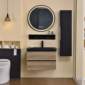 Blackwood 80 komplett fürdőszoba bútor fali mosdószekrénnyel, fekete mosdóval, tükörrel és magas szekrénnyel