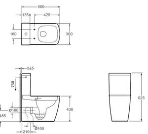 AREZZO DESIGN MONTANA perem nélküli mély öblítésű monoblokkos WC alsó/hátsó kifolyású + tartály