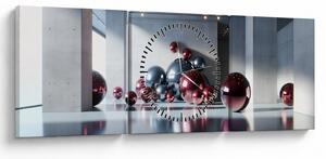 Kép - 3D tér gömbökkel II. (órával) (90x30 cm)