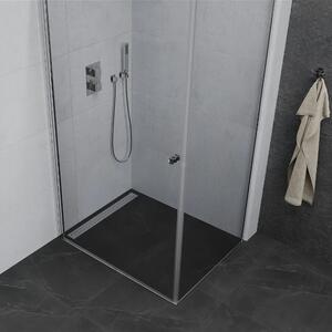 Mexen Pretoria 80x120 aszimmetrikus szögletes nyílóajtós zuhanykabin 6 mm vastag vízlepergető biztonsági üveggel, krómozott elemekkel, 190 cm magas