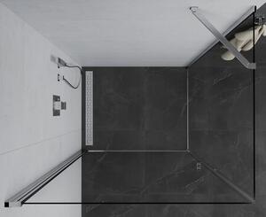 Mexen Pretoria 80x120 aszimmetrikus szögletes nyílóajtós zuhanykabin 6 mm vastag vízlepergető biztonsági üveggel, krómozott elemekkel, 190 cm magas