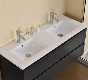 Hongkong Duo Antracit 120 komplett fürdőszoba bútor fali mosdószekrénnyel, dupla kerámia mosdóval és tükörrel