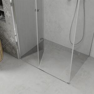 Mexen Lima 80x70 aszimmetrikus szögletes összecsukható nyílóajtós zuhanykabin 6 mm vastag vízlepergető biztonsági üveggel, krómozott elemekkel, 190 cm magas