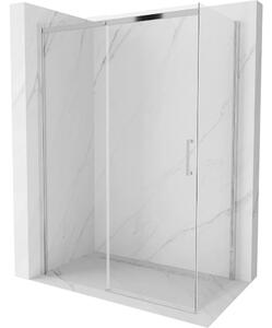Mexen Omega 130x80 aszimmetrikus szögletes tolóajtós zuhanykabin 8 mm vastag vízlepergető biztonsági üveggel, krómozott elemekkel, 190 cm magas