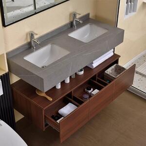London 120 Exclusive komplett fürdőszoba bútor mosdószekrénnyel, dupla beépített mosdóval és tükrös szekrénnyel