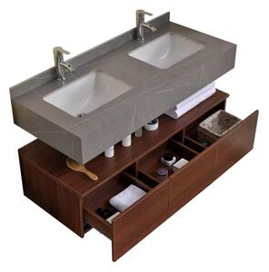 London 120 Exclusive komplett fürdőszoba bútor mosdószekrénnyel, dupla beépített mosdóval és tükrös szekrénnyel