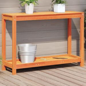 Viaszbarna tömör fenyőfa ültetőasztal polccal 108x35x75 cm