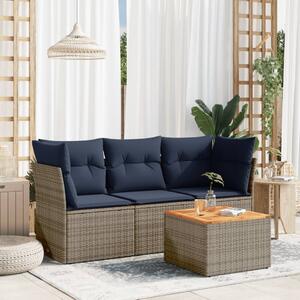 4 részes szürke polyrattan kerti ülőgarnitúra párnával