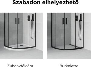 Homedepo Elio Black 80x80 íves két tolóajtós zuhanykabin 6 mm vastag vízlepergető biztonsági üveggel, fekete elemekkel, 190 cm magas