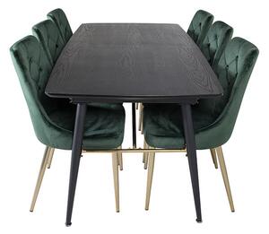 Gold Velvet Lyx asztalgarnitúra fekete/zöld