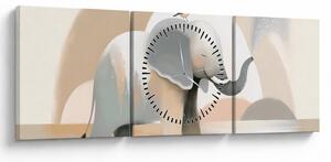 Kép - Elefánt pasztell színekben (órával) (90x30 cm)