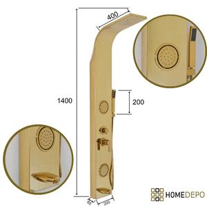 Homedepo Orion Gold 20x140 arany hidromasszázs zuhanypanel, rozsdamentes acél