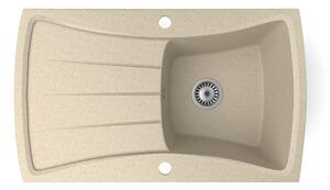 Gránit mosogatótálca NERO Venezia + kihúzható zuhanyfejes Shower csaptelep + dugókiemelő (bézs)